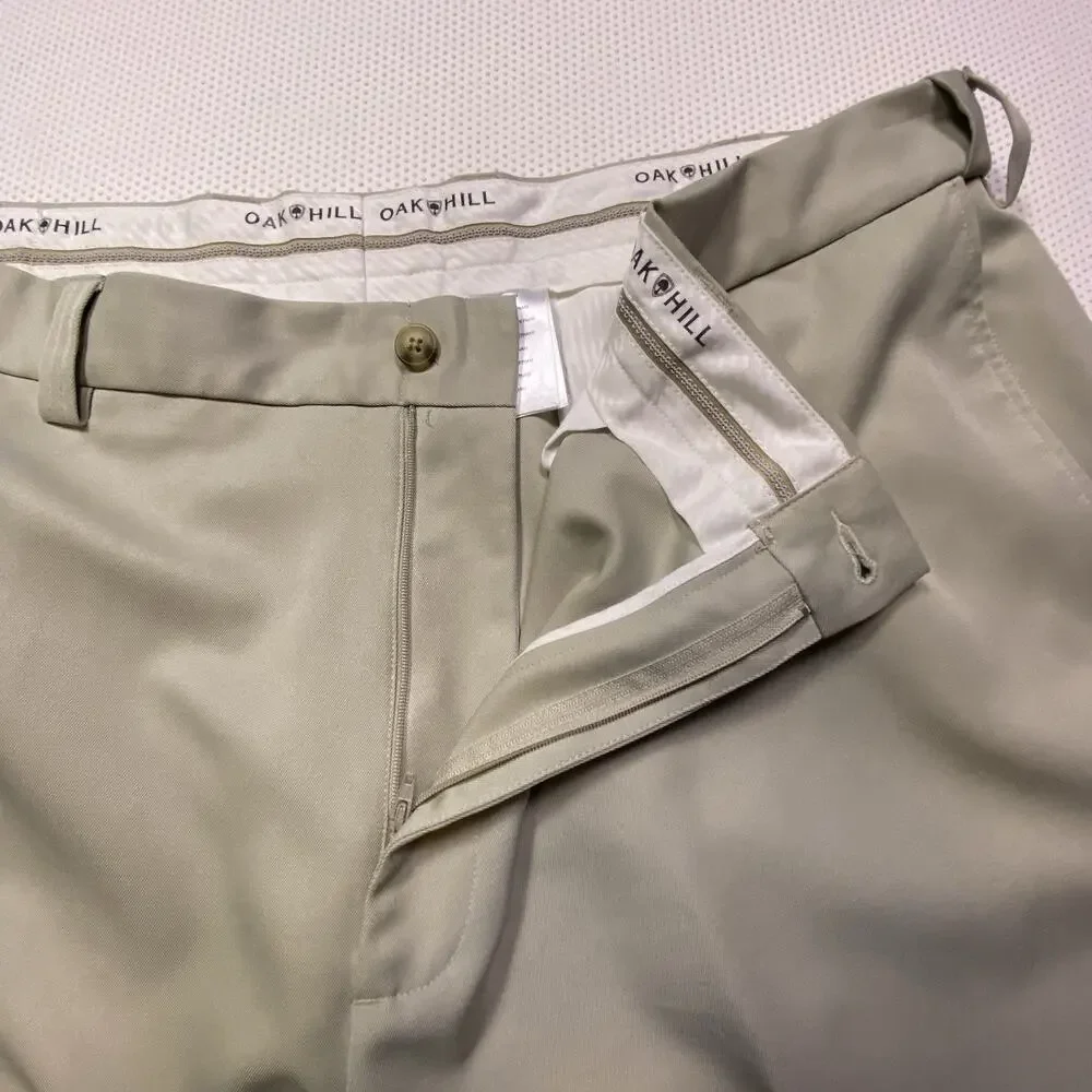 Oak Hill Men's 48 x 28 Big & Tall‎ Wrinkle Free No Iron Tan Khaki Dress Pants